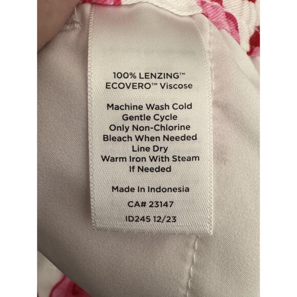 Talbots Capri Pants Womens Large Petite Pink White Floral Pull-On Pockets Crop - Picture 6 of 8